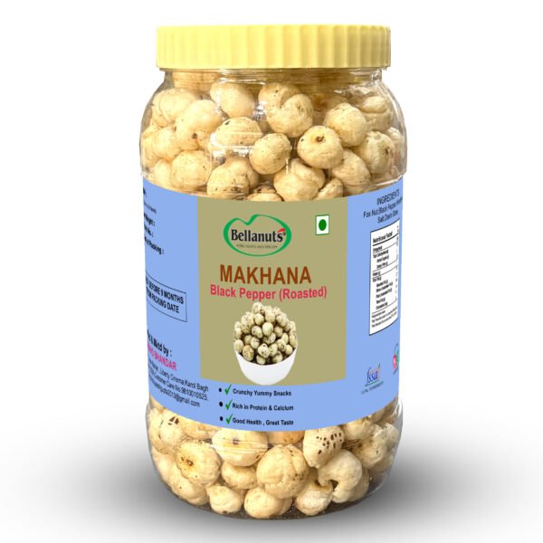 Bellanuts Sendha Salt & Black Pepper Roasted Makhana 150g | Namkeen Snacks & Puffed Snacks | Healthy Snack Fit for Fasting
